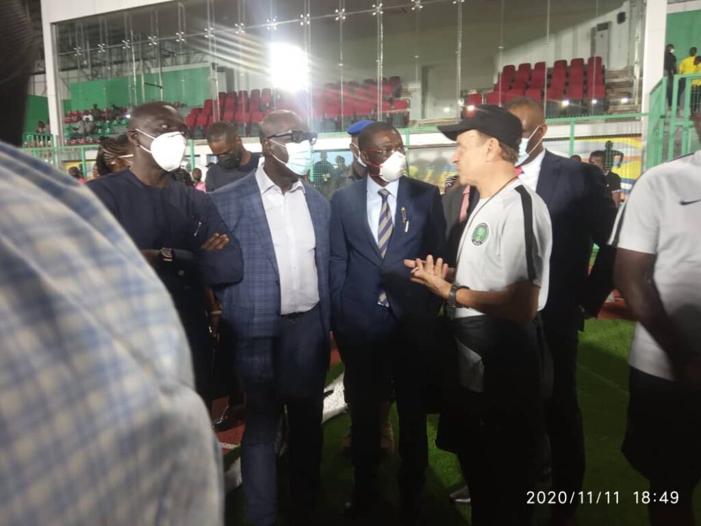 Edo Governor Obaseki  Watches  Super Eagles Training 