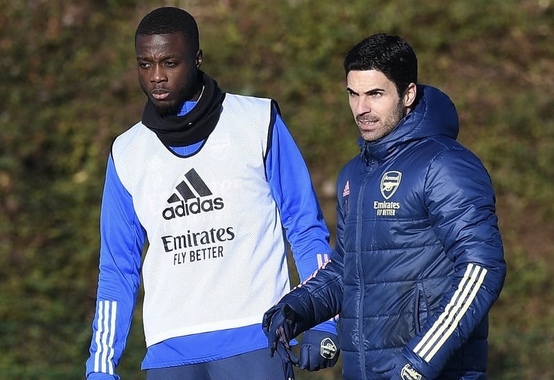File photo of Nicolas Pepe and coach Mikel Arteta
