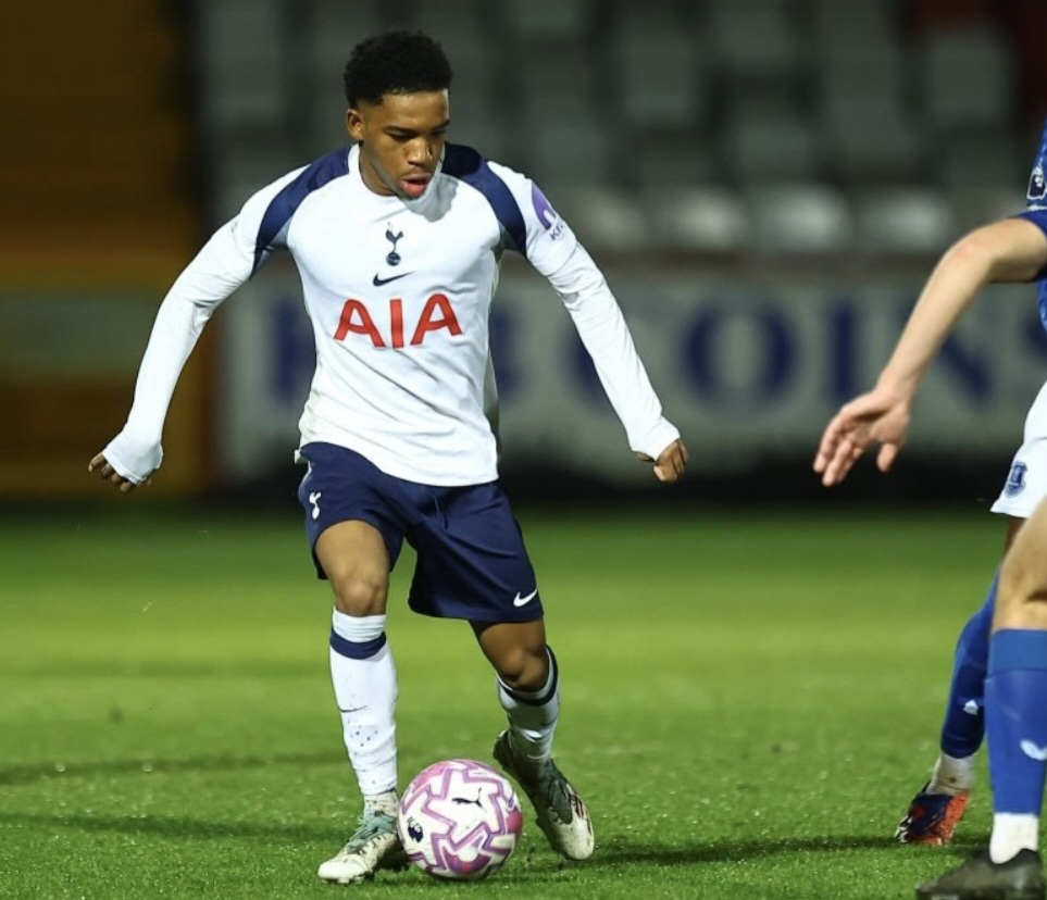 Elisha Sowunmi in Tottenham colours as Club Brugge intensify transfer pursuit of the Nigerian-eligible forward