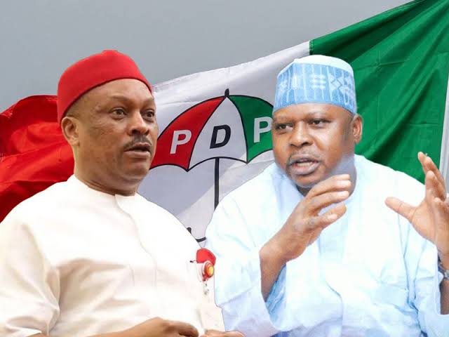 Factional PDP leaders, Sam Anyanwu and Tanimu Turaki