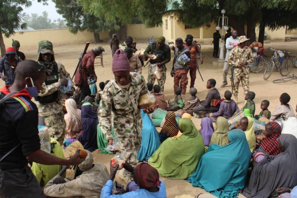 File Photo: Troops with rescued victims from an operation [Not Katsina]