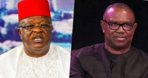 Minister of Works, David Umahi and NDC Presidential Candidate, Peter Obi