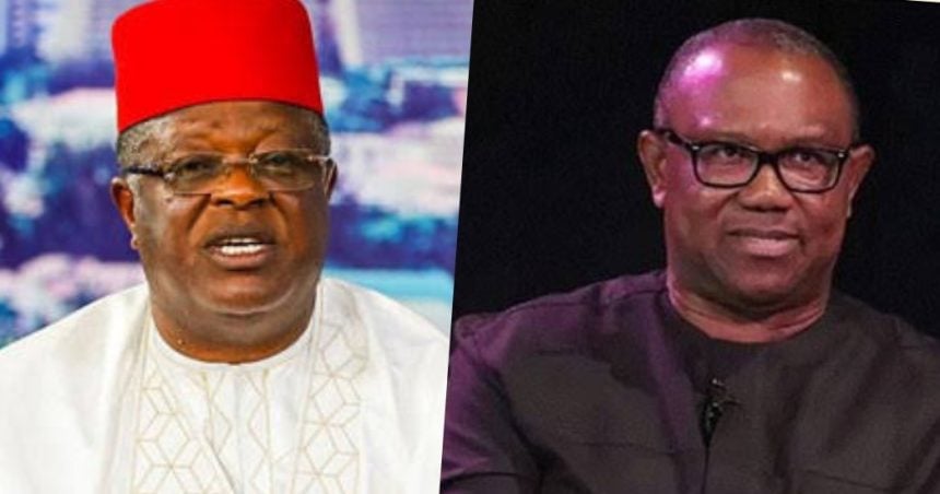 Minister of Works, David Umahi and NDC Presidential Candidate, Peter Obi